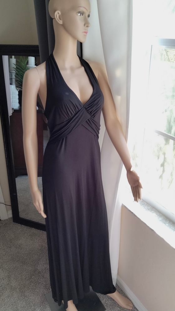 Black halter maxi dress